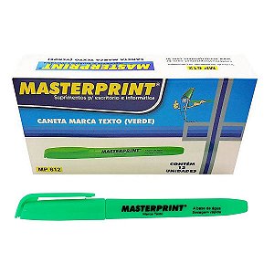 CANETA MARCA TEXTO COM PONTA CHANFRADA MASTERPRINT MP612 VERDE CAIXA COM 12 UNIDADES