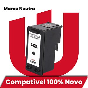 Cartucho de Tinta Compatível com HP 74XL Preto Microjet 25ml