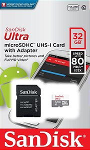CARTÃO DE MEMÓRIA 32GB MICRO SDHC 3.0 SANDISK