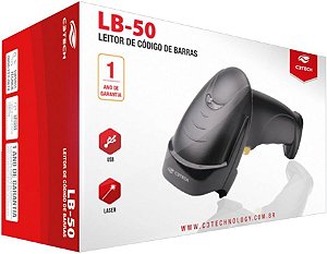 LEITOR DE CÓDIGO DE BARRAS SENSOR LASER COM SUPORTE BIDIRECIONAL USB C3TECH LB-50BK PRETO