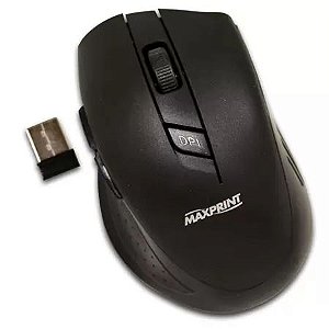 MOUSE SEM FIO 1600DPI 5 BOTÕES MAXPRINT 6012254 PRETO