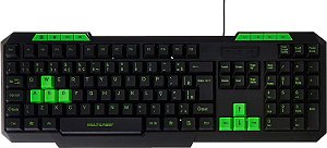 TECLADO COM FIO USB GAMER MULTIMÍDIA SLIM MULTILASER TC243 PRETO/VERDE