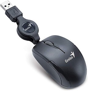 MOUSE COM FIO USB TRAVELER V2 100DPI 3BOTÕES CABO RETRATIL 0,86M GENIUS PRETO