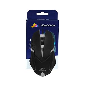 MOUSE COM FIO USB GAMER RGB 4 BOTÕES MONOCRON MN809D PRETO