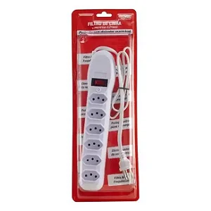 FILTRO DE LINHA  COM 6 TOMADAS 10A 80CM FORCE LINE BRANCO