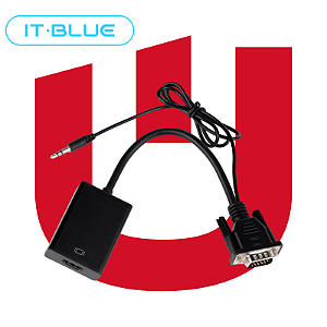 Adaptador VGA Para HDMI Com Áudio P2 LE4140 It-Blue