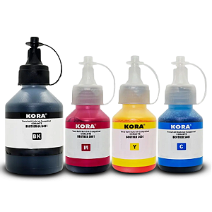 KIT 4 TINTAS BROTHER BT BT5001 BT D60 C/Y/M/K KORA + PAPEL FOTOGRÁFICO