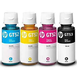 KIT 4 TINTAS HP ORIGINAL GT SÉRIES CYMK + PAPEL FOTOGRÁFICO