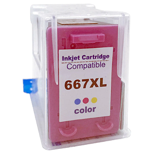 CARTUCHO DE TINTA COMPATÍVEL COM HP 667XL Q67XL COLORIDO MICROJET 13ML