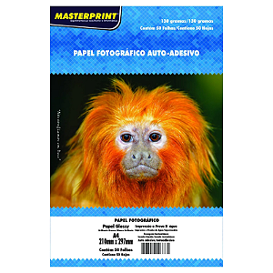 PAPEL ADESIVO FOTO GLOSSY A4 130G MASTERPRINT 50 FOLHAS