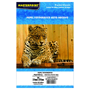 PAPEL ADESIVO FOTO GLOSSY A4 80G MASTERPRINT 20 FOLHAS