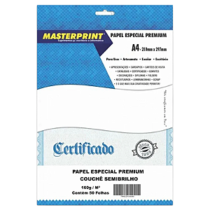 PAPEL COUCHÊ SEMI BRILHO A4 160G MASTERPRINT 50 FOLHAS