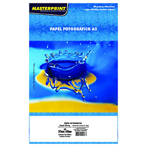 PAPEL FOTOGRÁFICO DUPLA FACE GLOSSY A3 180G MASTERPRINT 20 FOLHAS