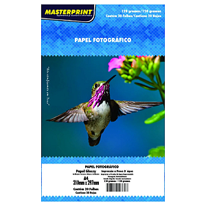 PAPEL FOTOGRÁFICO GLOSSY A4 120G MASTERPRINT 20 FOLHAS