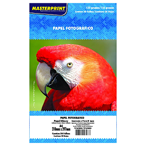 PAPEL FOTOGRÁFICO GLOSSY A4 135G MASTERPRINT 50 FOLHAS