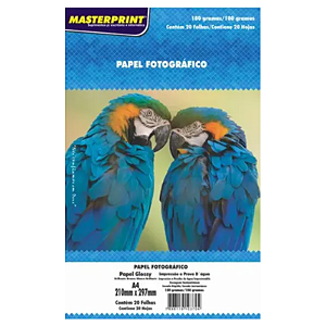 PAPEL FOTOGRÁFICO GLOSSY A4 180G MASTERPRINT 20 FOLHAS