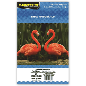 PAPEL FOTOGRÁFICO GLOSSY A4 230G MASTERPRINT COM 20 FOLHAS