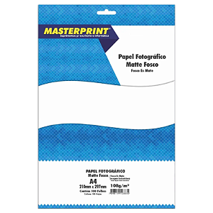 PAPEL FOTOGRÁFICO MATTE FOSCO A4 108G MASTERPRINT 100 FOLHAS