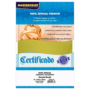 PAPEL LAMINADO DOURADO A4 250G MASTERPRINT 10 FOLHAS