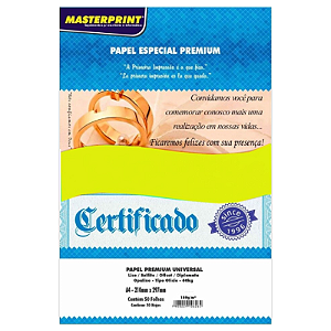 PAPEL OFFSET OPALINE LISO DIPLOMATA AMARELO A4 180G MASTERPRINT 50 FOLHAS