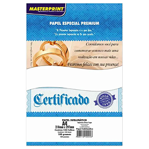 PAPEL SUBLIMÁTICO BRANCO A4 100G MASTERPRINT 100 FOLHAS