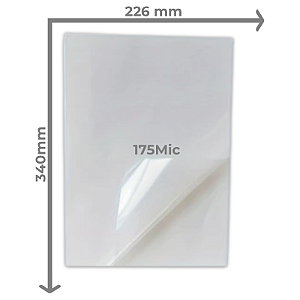 PLÁSTICO PARA PLASTIFICAÇÃO 175 MICRAS 0,07MM 226x340MM 100 LÂMINAS
