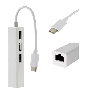 HUB TIPO-C COM 3 PORTAS USB E 1 PORTA RJ45 LE-5575 IT-BLUE