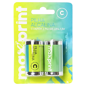 PILHA ALCALINA MAXPRINT C LR14 COM 2 UNIDADES
