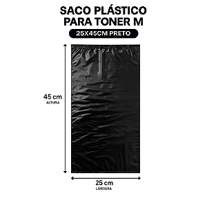 SACO PLÁSTICO PARA TONER M 25X45CM PRETO