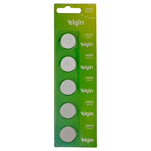 BATERIA BOTÃO ELGIN 3V CR2032 COM 5 UNIDADES