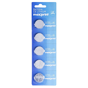 BATERIA BOTÃO MAXPRINT 3V CR2016 COM 5 UNIDADES