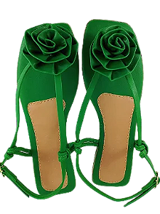 Sandália rasteirinha Verde flor
