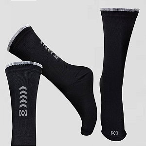 Meia Cano Médio Divertida Refletiva Preta em Poliamida