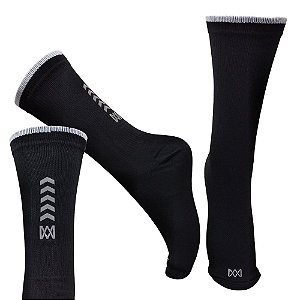 Meia Cano Médio Divertida Refletiva Preta em Poliamida