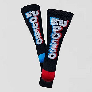 Meia Cano Alto Divertida Eu Quero Eu Posso em Poliamida