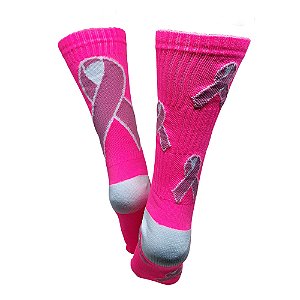 Meia Cano Alto Divertida Cancer de Mama 2025