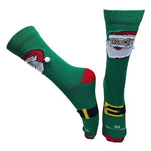 Meia Cano Alto Divertida Papai Noel 2025 - Poliamida