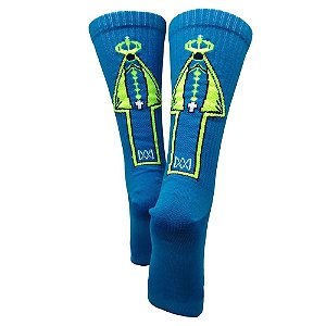 Meia Cano Alto Divertida Rota da Fé em Poliamida - AZUL