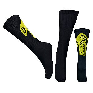 Meia Cano Alto Divertida Setas em Poliamida - PRETO