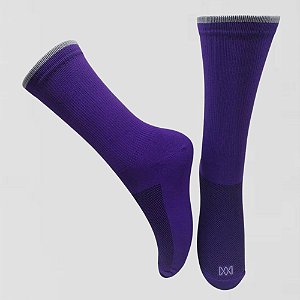 Meia Cano Médio em Poliamida Castel Coloridos - ROXO COM CINZA