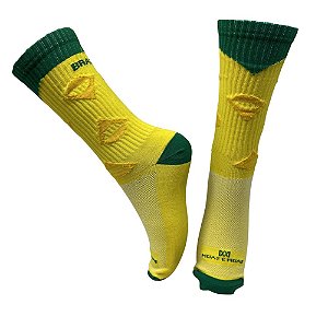 Meia Cano Alto Divertida Brasil Camisa em Poliamida