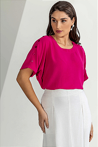 Blusa AirFlow Rosa Com Detalhe de Botões Mirasul