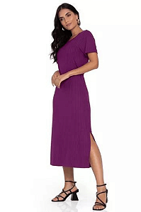 Vestido Midi Canelado Feminino Rovitex