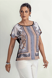 Blusa Plano e Malha Print Mirasul