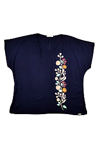Blusa Bordado Marinho Medi Plus