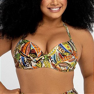 Top Com Bojo E Recorte Estampado Banho De Mar