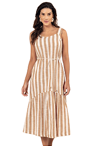 Vestido Charmosa Listrado SM Babado Cor do Céu
