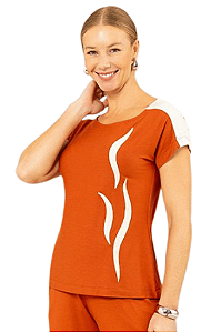 Blusa Humana Japonesa Bicolor Com Aplicação Cor Do Céu
