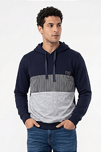 Casaco Moletom Algodão Fechado Com Capuz Estampado Listrado Rovitex