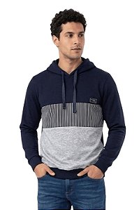 Casaco Moletom Algodão Fechado Com Capuz Estampado Listrado Rovitex